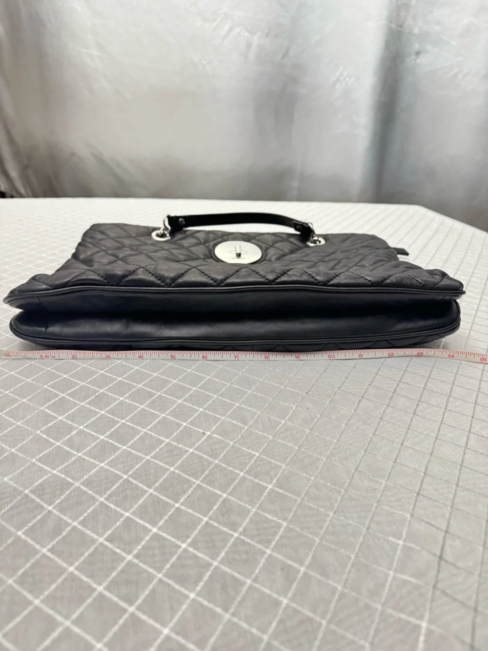 DKNY Quilted Black Shoulder Tote with Chain Straps - Picture 5 of 9